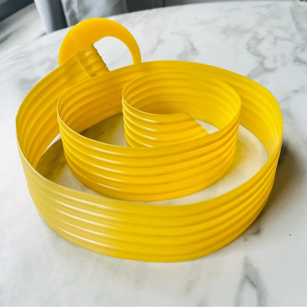 Vintage 80s Yellow Ribbed Women's Plastic Belt